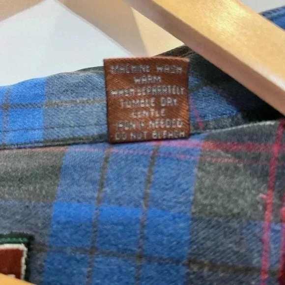 90’s Grunge Blue Plaid Flannel Button Down Vintage Woodbourne Road XL - Picture 5 of 7